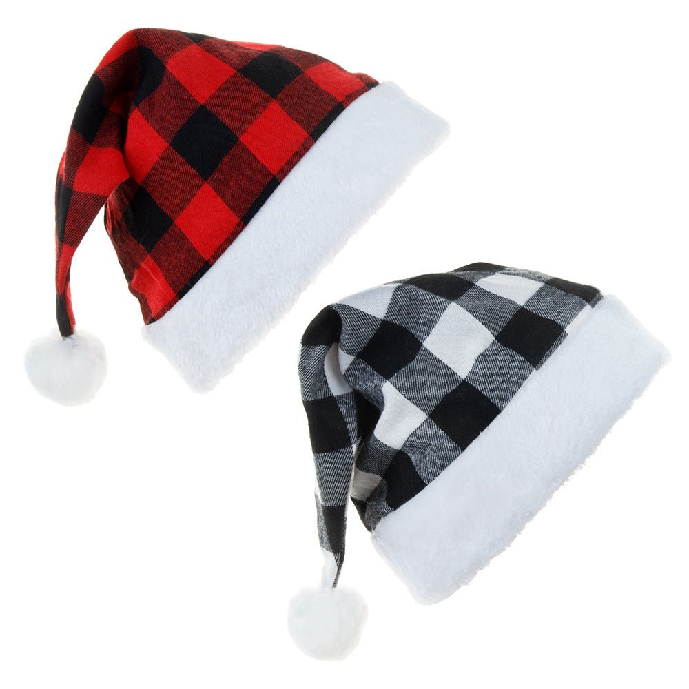 New Christmas Party Festive Hat Red Black And White Checkered - Urban Caps