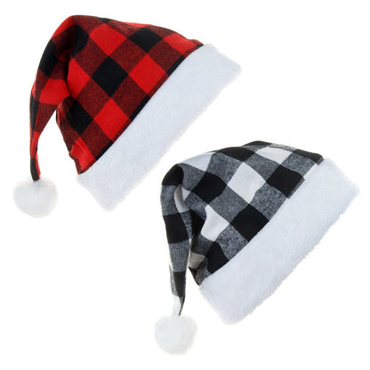 New Christmas Party Festive Hat Red Black And White Checkered - Urban Caps