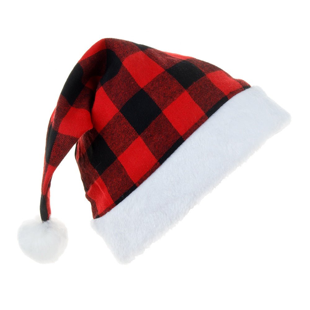 New Christmas Party Festive Hat Red Black And White Checkered - Urban Caps