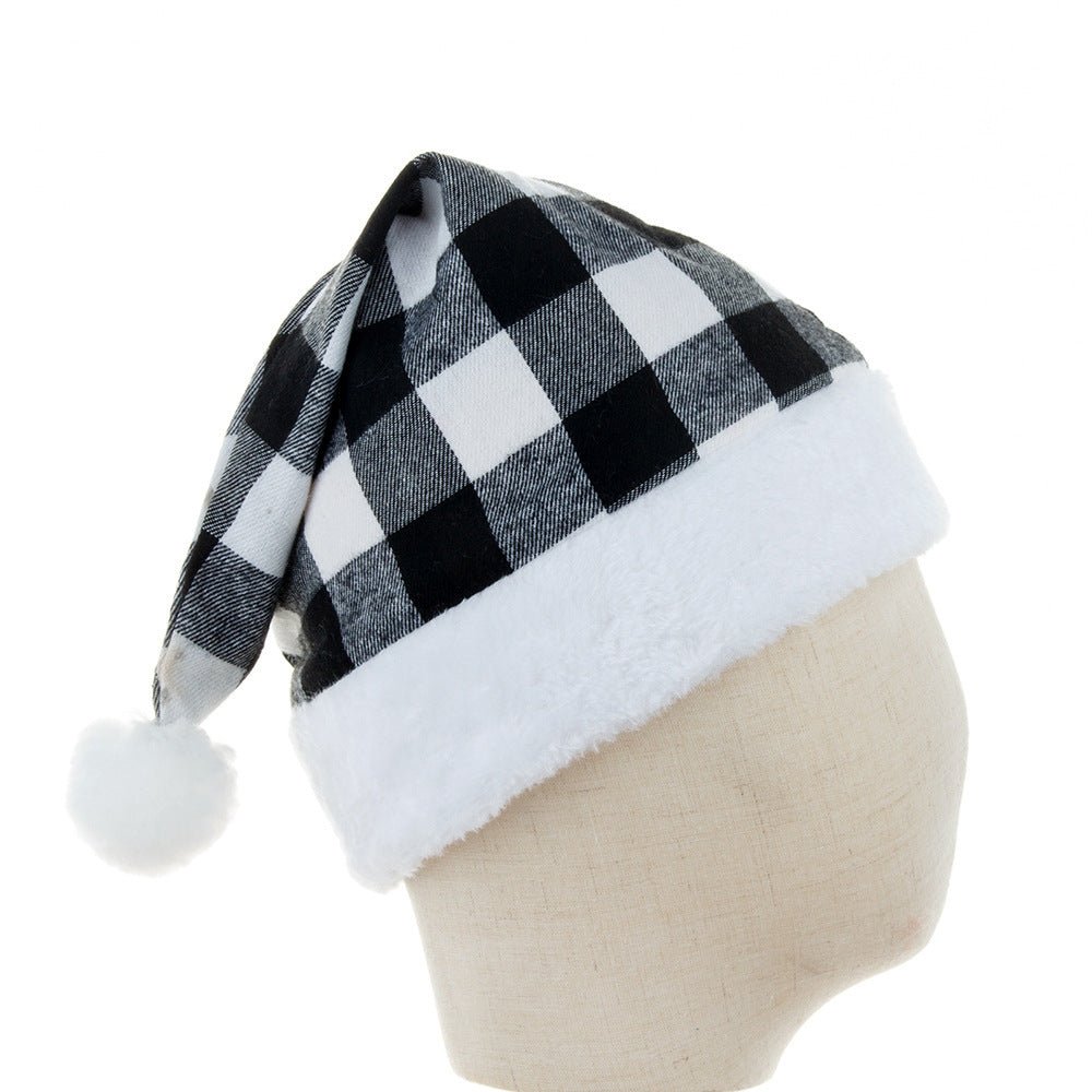 New Christmas Party Festive Hat Red Black And White Checkered - Urban Caps