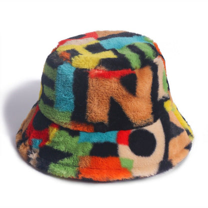 New Digital Print Rabbit Fur Fisherman Hat For Autumn And Winter - Urban Caps