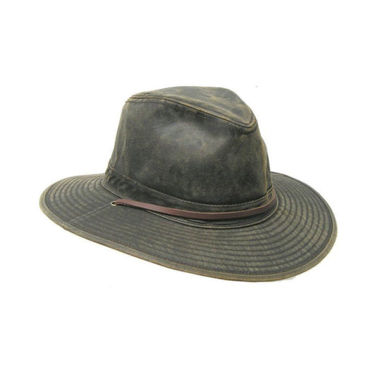Oakridge – Weathered Cotton Safari Hat with Chin Tie and Water - Repellent Finish - Urban Caps