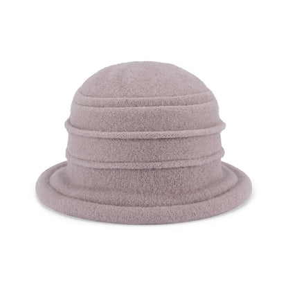 Olivia – Boiled Wool Cloche Hat with Rimmed Crown and Turned Brim - Urban Caps