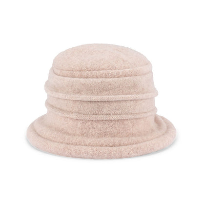 Olivia – Boiled Wool Cloche Hat with Rimmed Crown and Turned Brim - Urban Caps