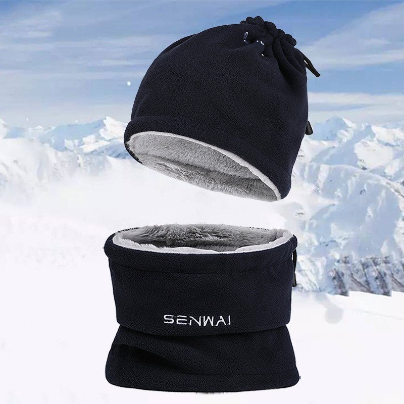Outdoor Plush Thermal Beanie – Windproof Wool Hat with Neck Cover for Cold Weather - Urban Caps