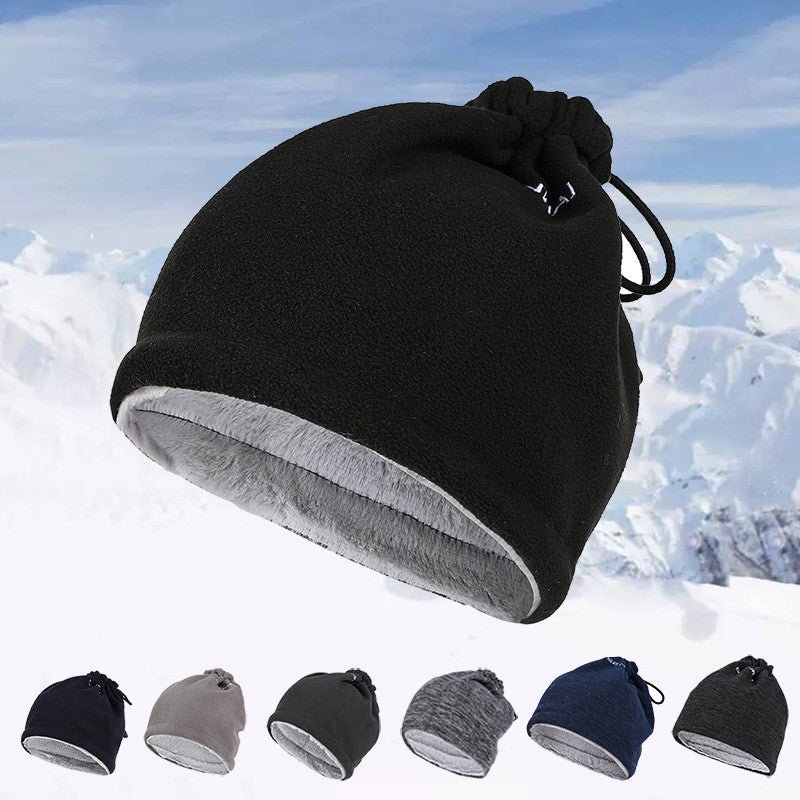 Outdoor Plush Thermal Beanie – Windproof Wool Hat with Neck Cover for Cold Weather - Urban Caps