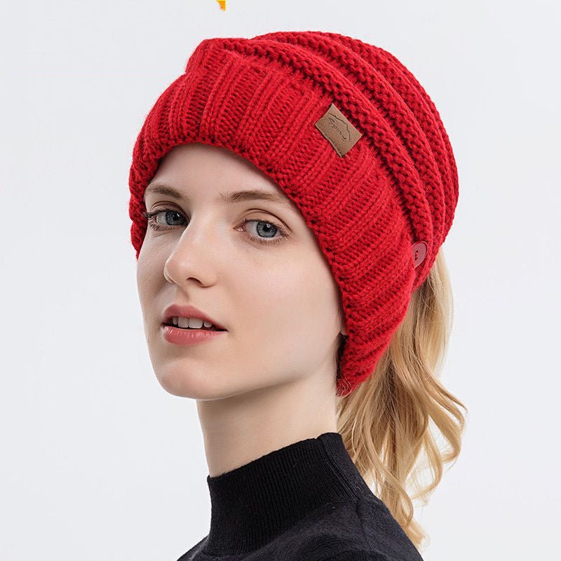 Outdoor Wool Beanie with Mask Hooks – Warm Knit Winter Hat with Ear Loop Support - Urban Caps