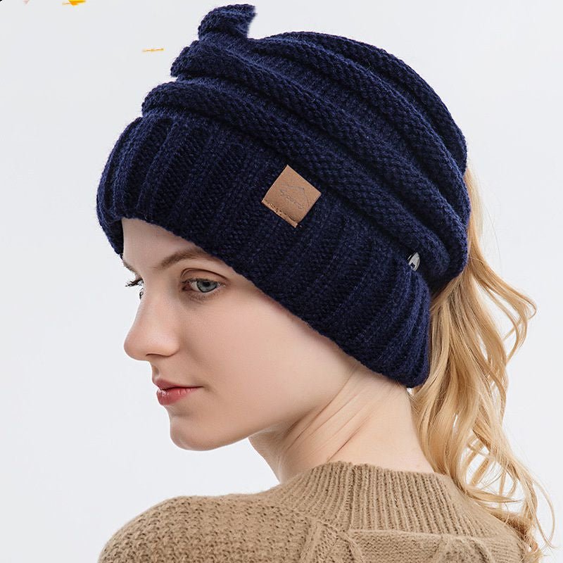 Outdoor Wool Beanie with Mask Hooks – Warm Knit Winter Hat with Ear Loop Support - Urban Caps