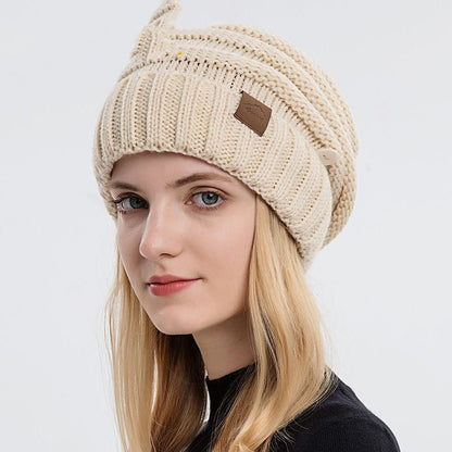 Outdoor Wool Beanie with Mask Hooks – Warm Knit Winter Hat with Ear Loop Support - Urban Caps