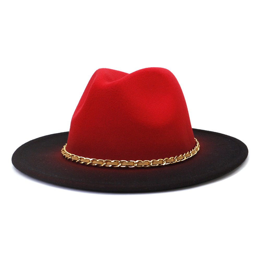 Painted Woolen Fedora British Ladies Broad - brimmed Hat - Urban Caps