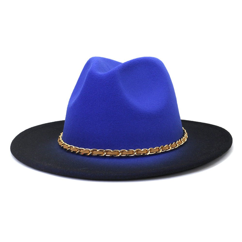 Painted Woolen Fedora British Ladies Broad - brimmed Hat - Urban Caps