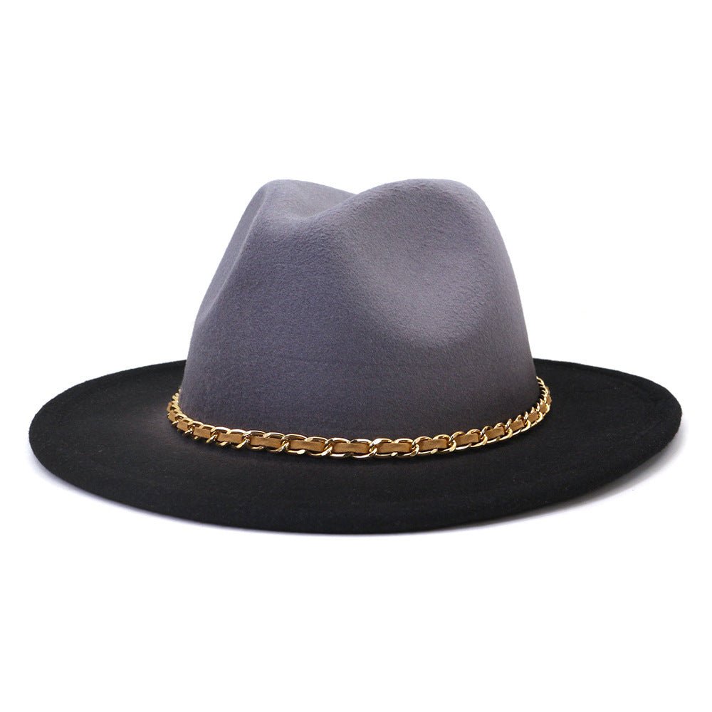 Painted Woolen Fedora British Ladies Broad - brimmed Hat - Urban Caps