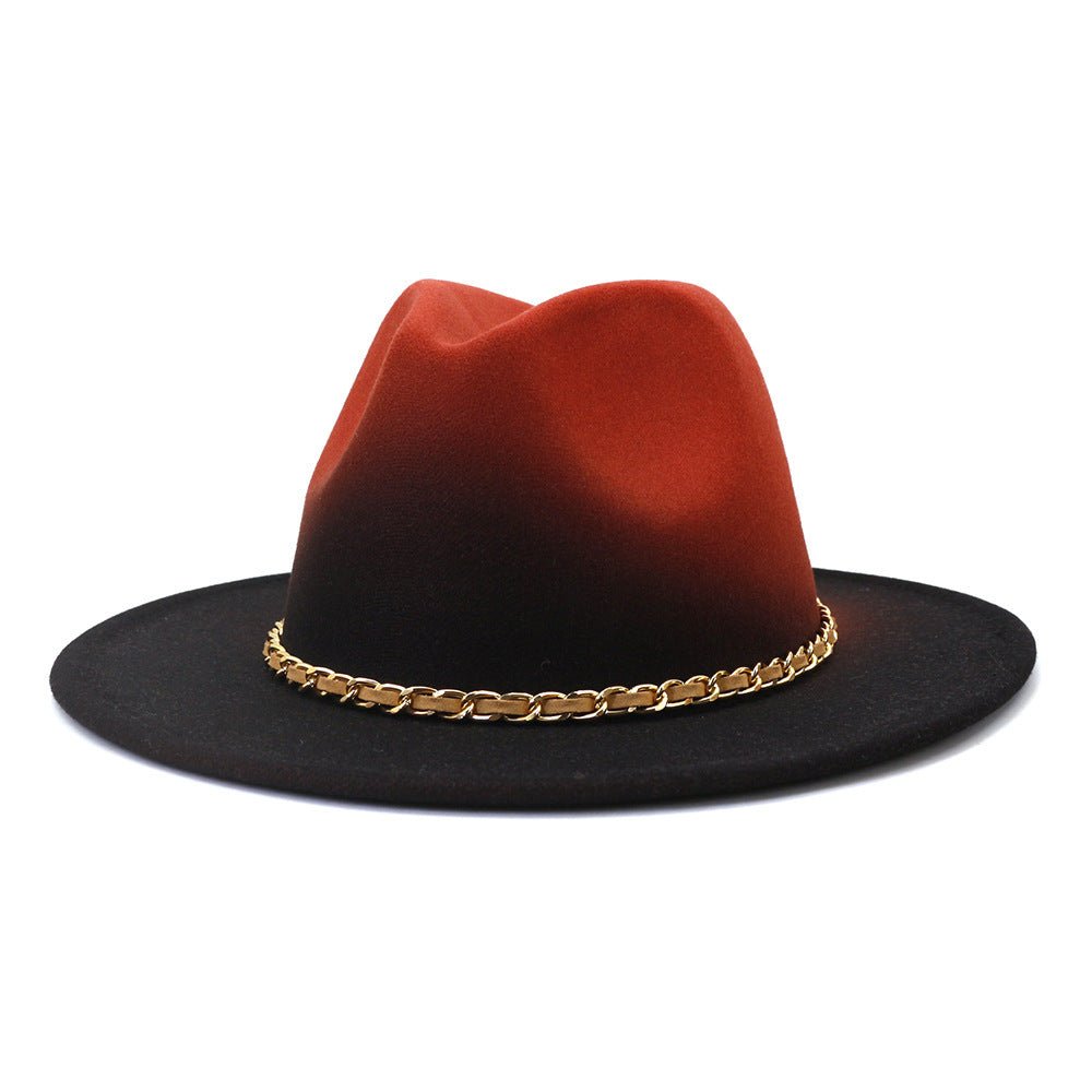 Painted Woolen Fedora British Ladies Broad - brimmed Hat - Urban Caps