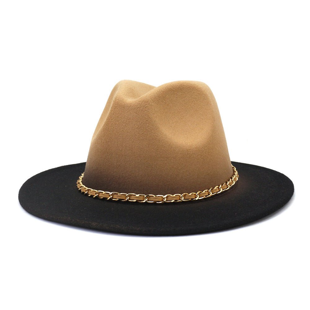 Painted Woolen Fedora British Ladies Broad - brimmed Hat - Urban Caps