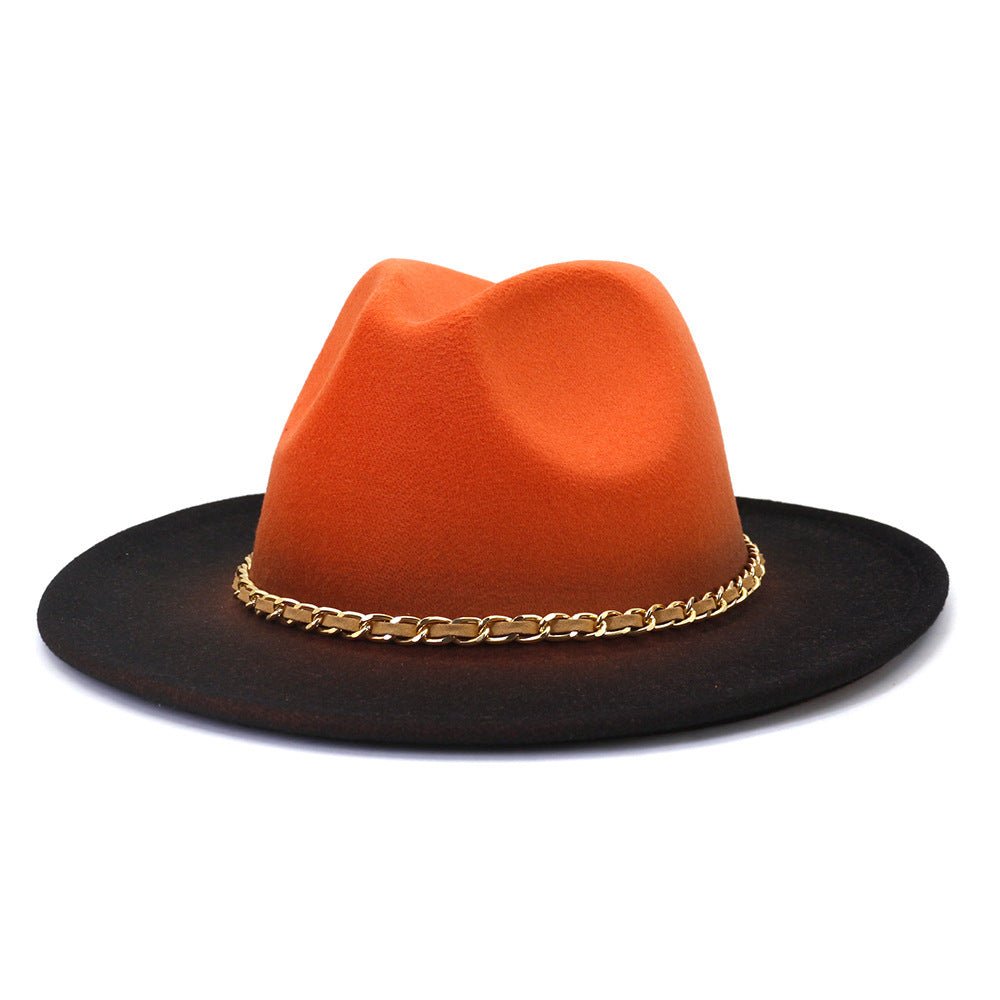 Painted Woolen Fedora British Ladies Broad - brimmed Hat - Urban Caps
