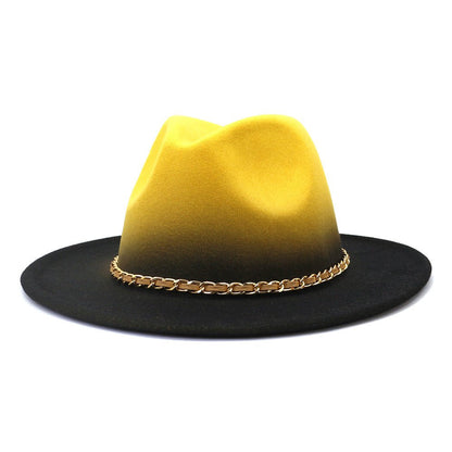 Painted Woolen Fedora British Ladies Broad - brimmed Hat - Urban Caps