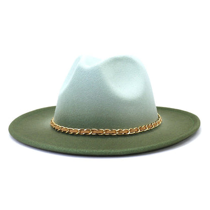 Painted Woolen Fedora British Ladies Broad - brimmed Hat - Urban Caps