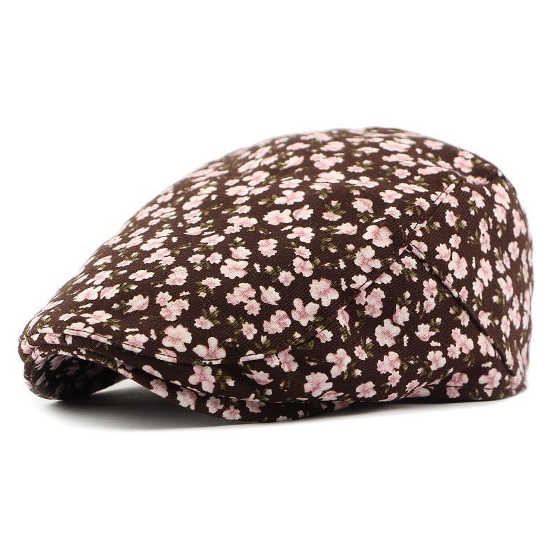 Personalized Ethnic Style Floral Beret Women's British Retro Corduroy - Urban Caps