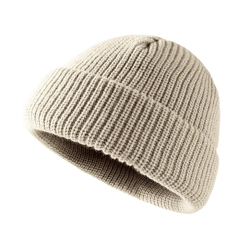 Plain Knitted Beanie – Classic Cuffed Winter Beanie Hat