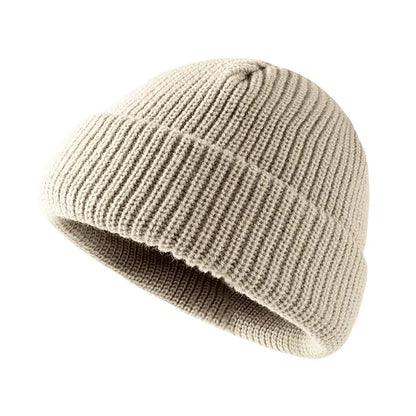 Plain Knitted Beanie – Classic Cuffed Winter Beanie Hat
