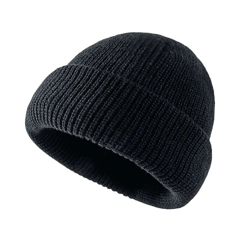 Plain Knitted Beanie – Classic Cuffed Winter Beanie Hat