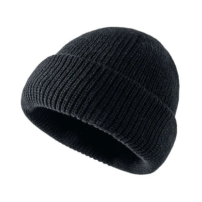 Plain Knitted Beanie – Classic Cuffed Winter Beanie Hat