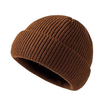 Plain Knitted Beanie – Classic Cuffed Winter Beanie Hat