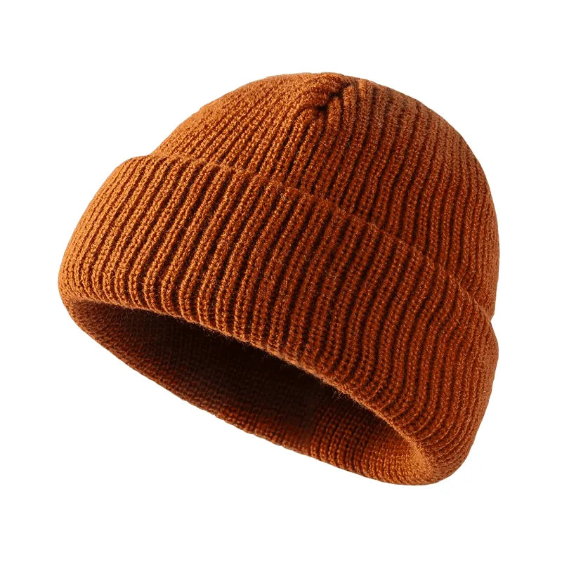 Plain Knitted Beanie – Classic Cuffed Winter Beanie Hat