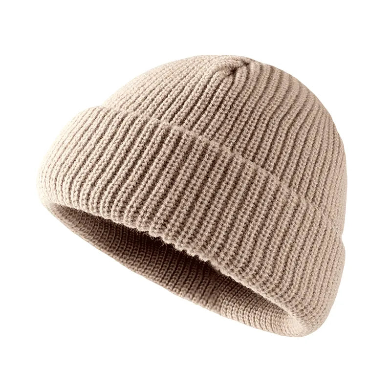 Plain Knitted Beanie – Classic Cuffed Winter Beanie Hat