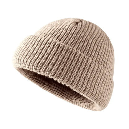 Plain Knitted Beanie – Classic Cuffed Winter Beanie Hat