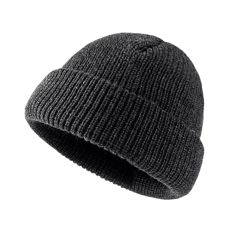 Plain Knitted Beanie – Classic Cuffed Winter Beanie Hat