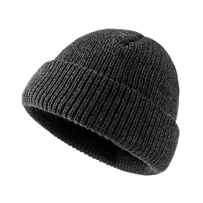 Plain Knitted Beanie – Classic Cuffed Winter Beanie Hat