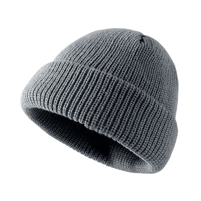 Plain Knitted Beanie – Classic Cuffed Winter Beanie Hat