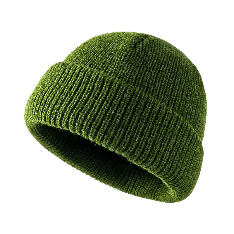 Plain Knitted Beanie – Classic Cuffed Winter Beanie Hat