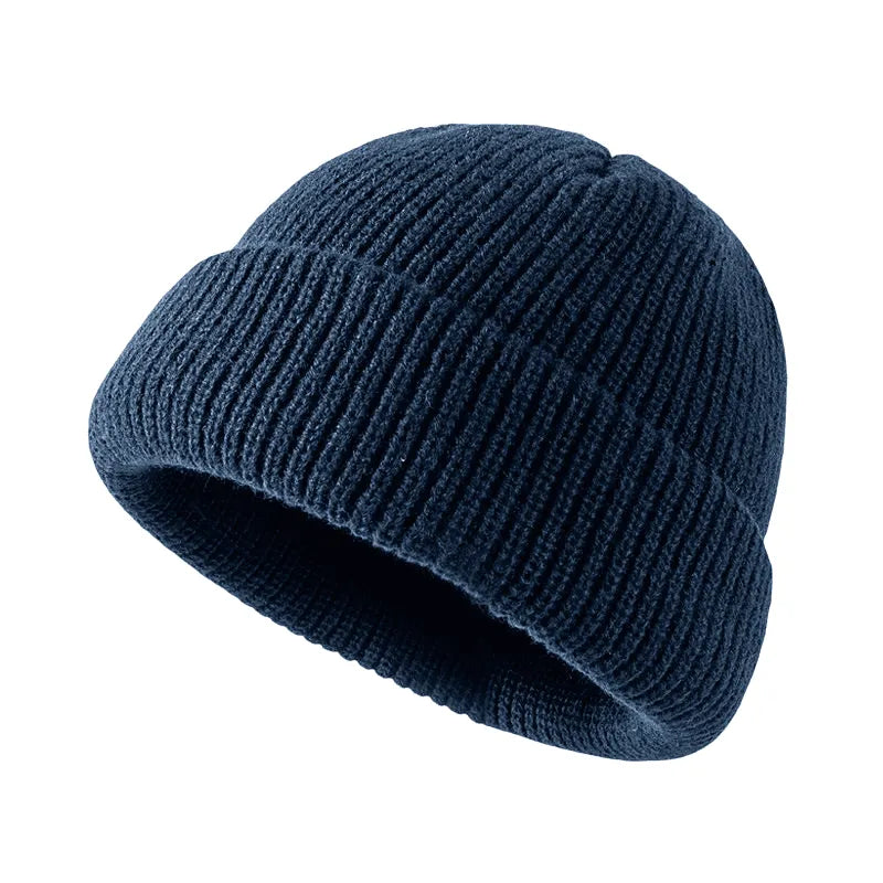 Plain Knitted Beanie – Classic Cuffed Winter Beanie Hat