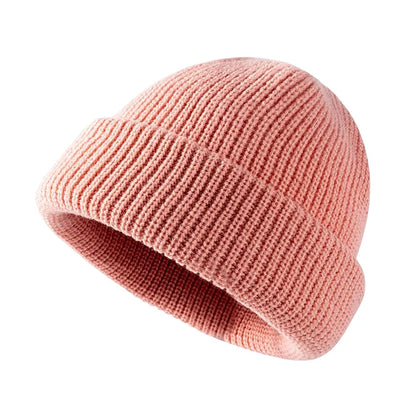 Plain Knitted Beanie – Classic Cuffed Winter Beanie Hat