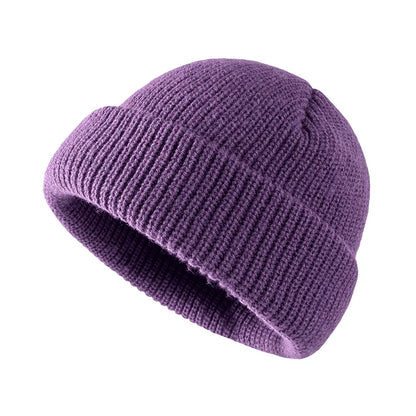 Plain Knitted Beanie – Classic Cuffed Winter Beanie Hat