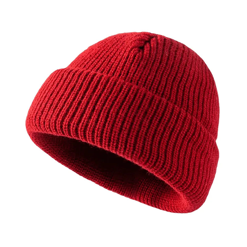 Plain Knitted Beanie – Classic Cuffed Winter Beanie Hat