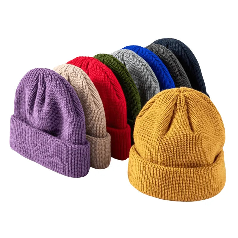 Plain Knitted Beanie – Classic Cuffed Winter Beanie Hat