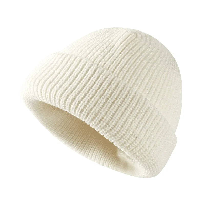 Plain Knitted Beanie – Classic Cuffed Winter Beanie Hat
