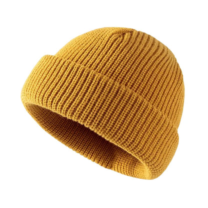 Plain Knitted Beanie – Classic Cuffed Winter Beanie Hat