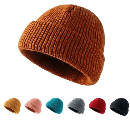 Plain Knitted Beanie – Classic Cuffed Winter Beanie Hat