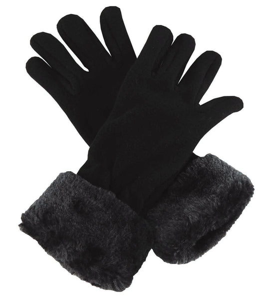 Polar Fleece Winter Gloves with Faux Fur Cuff - Urban Caps