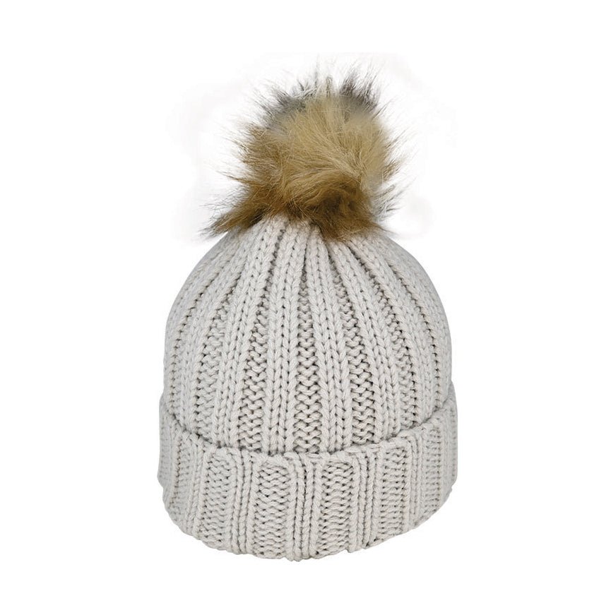 Premium Winter Knit Beanie with Faux Fur Pom - Urban Caps NZ - Urban Caps