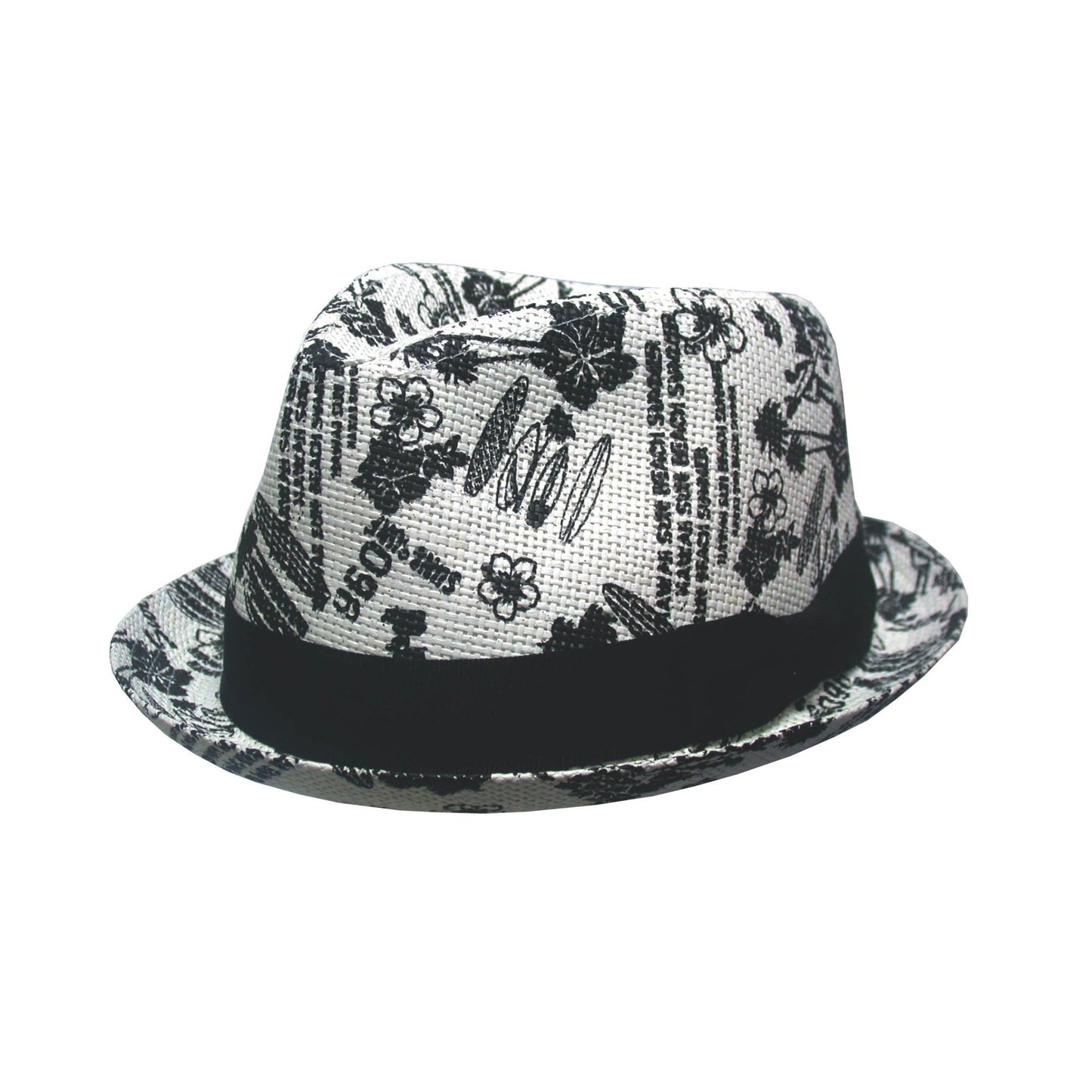 Printed Paper Trilby Hat with Petersham Band - Urban Caps