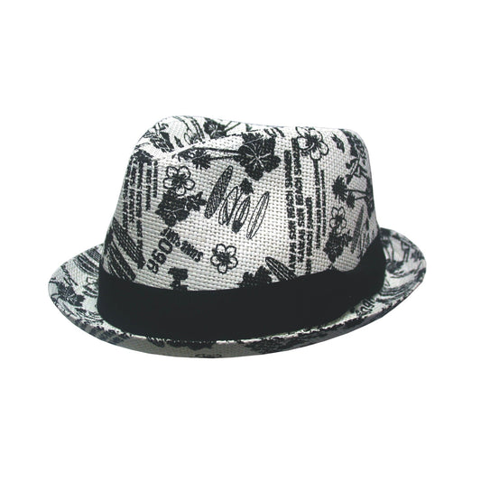 Printed Paper Trilby Hat with Petersham Band - Urban Caps