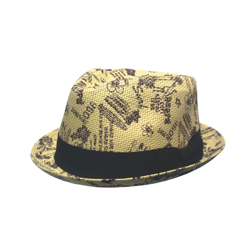 Printed Paper Trilby Hat with Petersham Band - Urban Caps