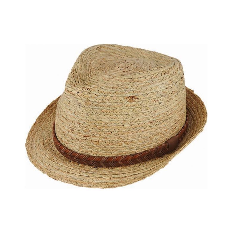 Raffia Trilby Hat with Braided Leather Band - Urban Caps