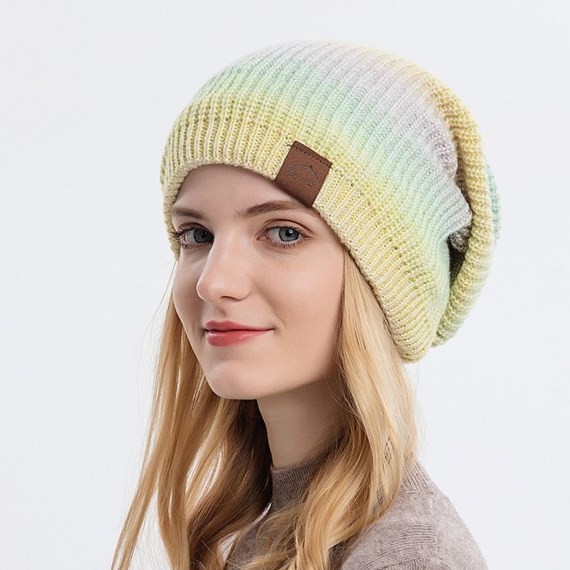 Rainbow Tie - Dye Knit Beanie – Colorful Gradient Wool Hat for Women - Urban Caps