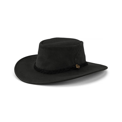 Reilly – Australian Suede Leather Lowlander Hat with Braided Hatband and Ventilation Eyelets - Urban Caps